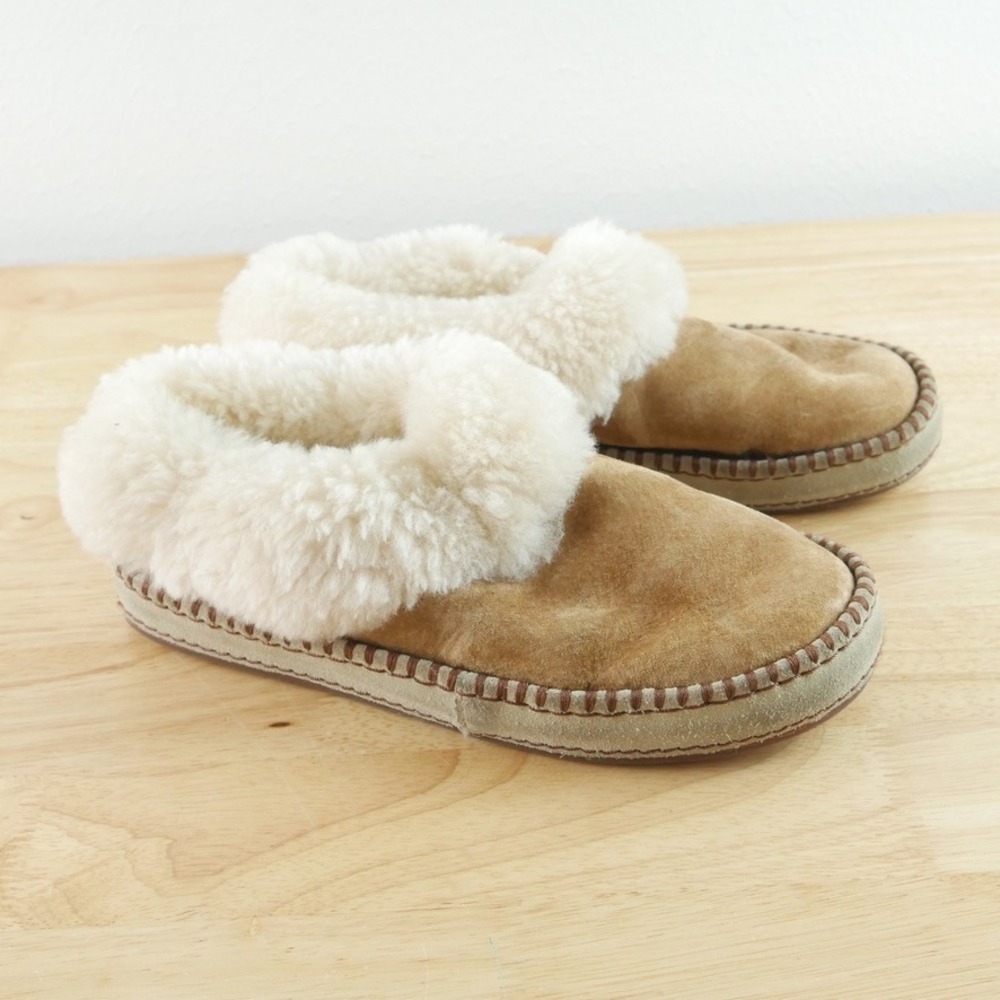 Ugg Wrin Slippers Size 6 Shearling Mules Slip‎ On Brown Suede Classic Comfort